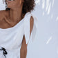 SamaCollective white linen top womens one sholder top by tegan 