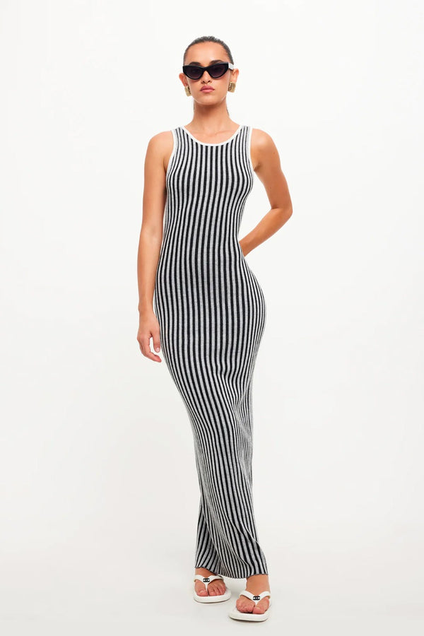 Bow and Arrow Lioness BLISSFUL MAXI DRESS IVORY STRIPE