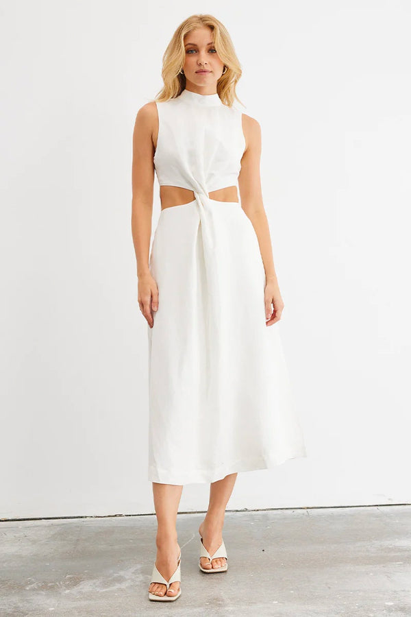 Bow and Arrow Sovere ASSET MIDI DRESS CHALK