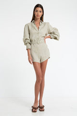 Woman in Celia Playsuit Stone