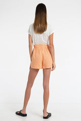 Woman in Bow and Arrow Devin Elasticated Short Apricot