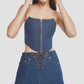 CROPPED DENIM CORSET - BLUE