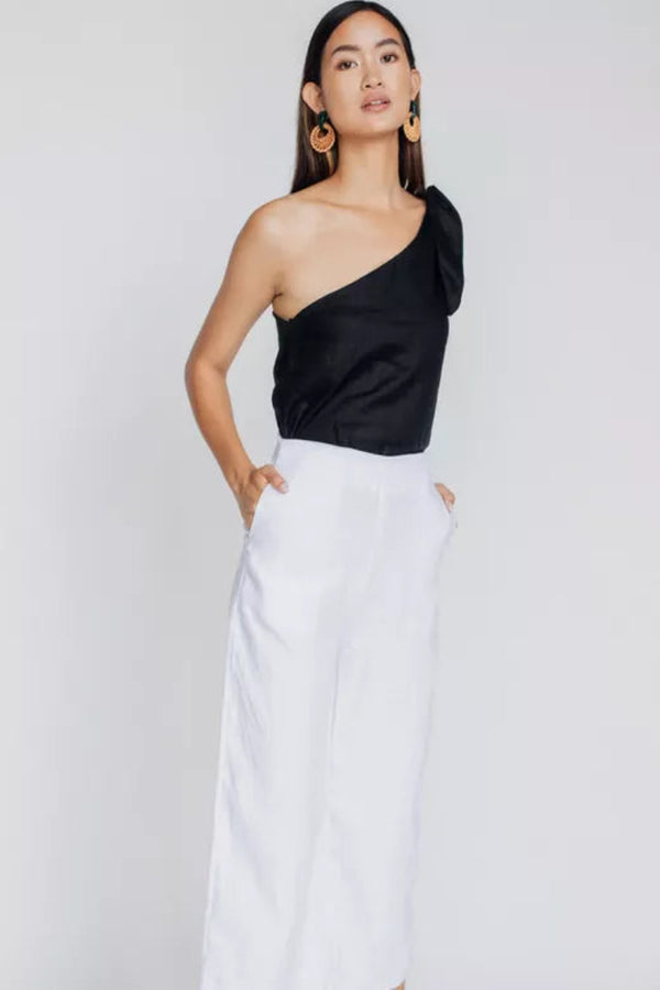 Sama Collective By Tegan Louie Linen White Pant