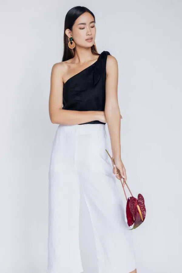 Sama Collective By Tegan Louie Linen White Pant