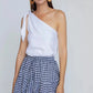 SamaCollective white linen top womens one sholder top by tegan 