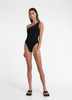 Woman in Bridgit One Shoulder One Piece Black