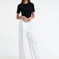 Woman in Bow & Arrow Margot Linen Flare Pant Chalk