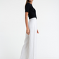 Woman in Bow & Arrow Margot Linen Flare Pant Chalk