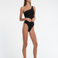 Woman in Bridgit One Shoulder One Piece Black