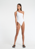 Woman in Bow & Arrow Bridgit One Shoulder One Piece White